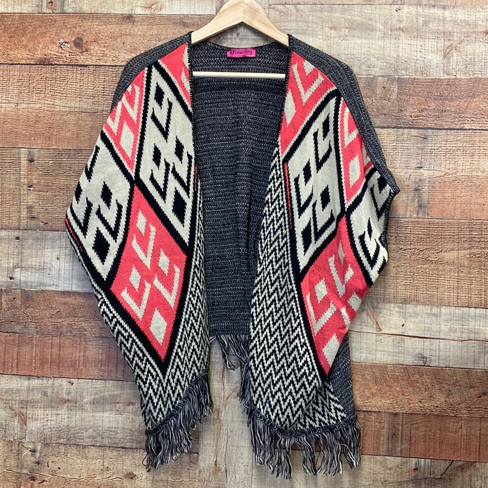 Demanding Aztec Print Knit Kimono Free Size - Picture 1 of 5